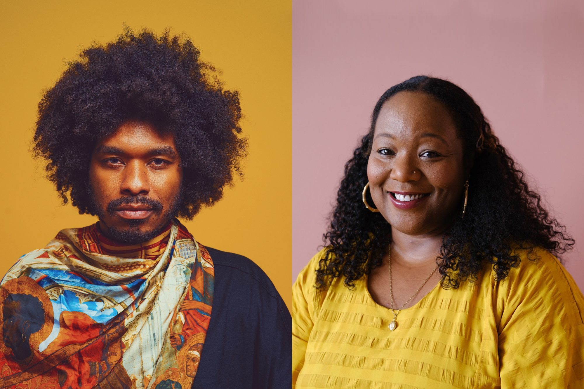 A collaged photo of Terence Nance and Maori Karmael Holmes
